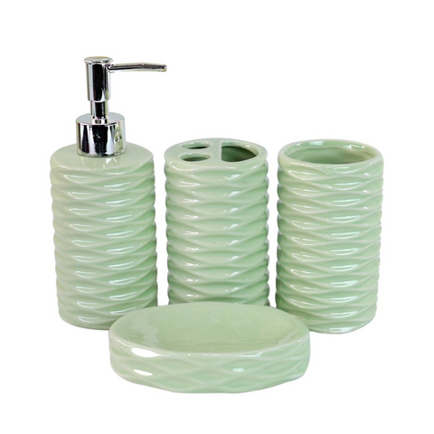 Kit Acessórios de Banheiro Cerâmica 4 Peças -KB3004
