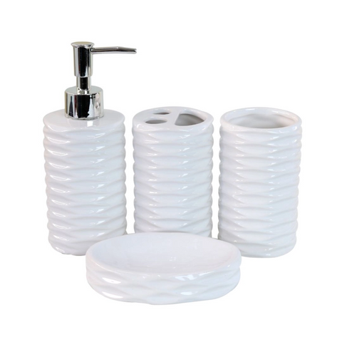 Kit Acessórios de Banheiro Cerâmica 4 Peças -KB3004